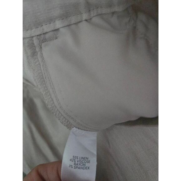 Women's J. Jill Linen Pull On Ankle Pants Size Small Petite Khaki Oatmeal Color - Picture 6 of 7